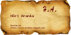 Hörl Aranka névjegykártya